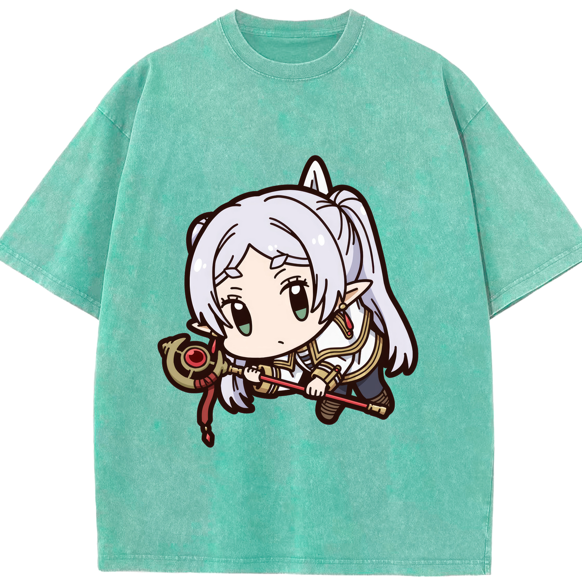 （画像用） 葬送のフリーレン Frieren 綿100% ヴィンテージ風 半袖Tシャツ（フロントプリント）